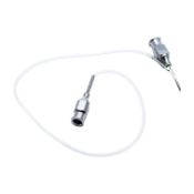 Simcoe Double-Barreled I/A Unit, 23ga, Thin Wall, Aspirating, Through .3mm Top Port, Silicone Tubing, Irrigating Through Side Opening Through Main Hub, Curved Shaft, Polished Finish, Excluding Hub Overall Length 5/8" (15mm) 1162324,May-82,K7-4300,91-7055,E4971